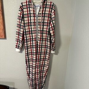Fabletics Plaid Fleece Onesie. Size Small
